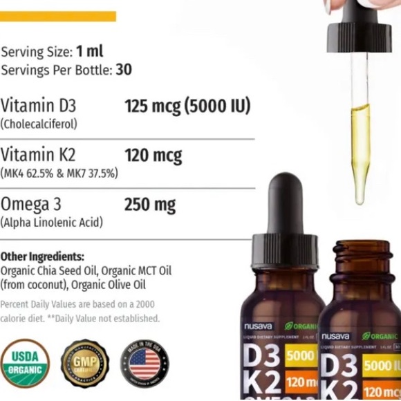nusava Other New Sealed Organic D3 K2 Omega 3 Mct Oil Liquid